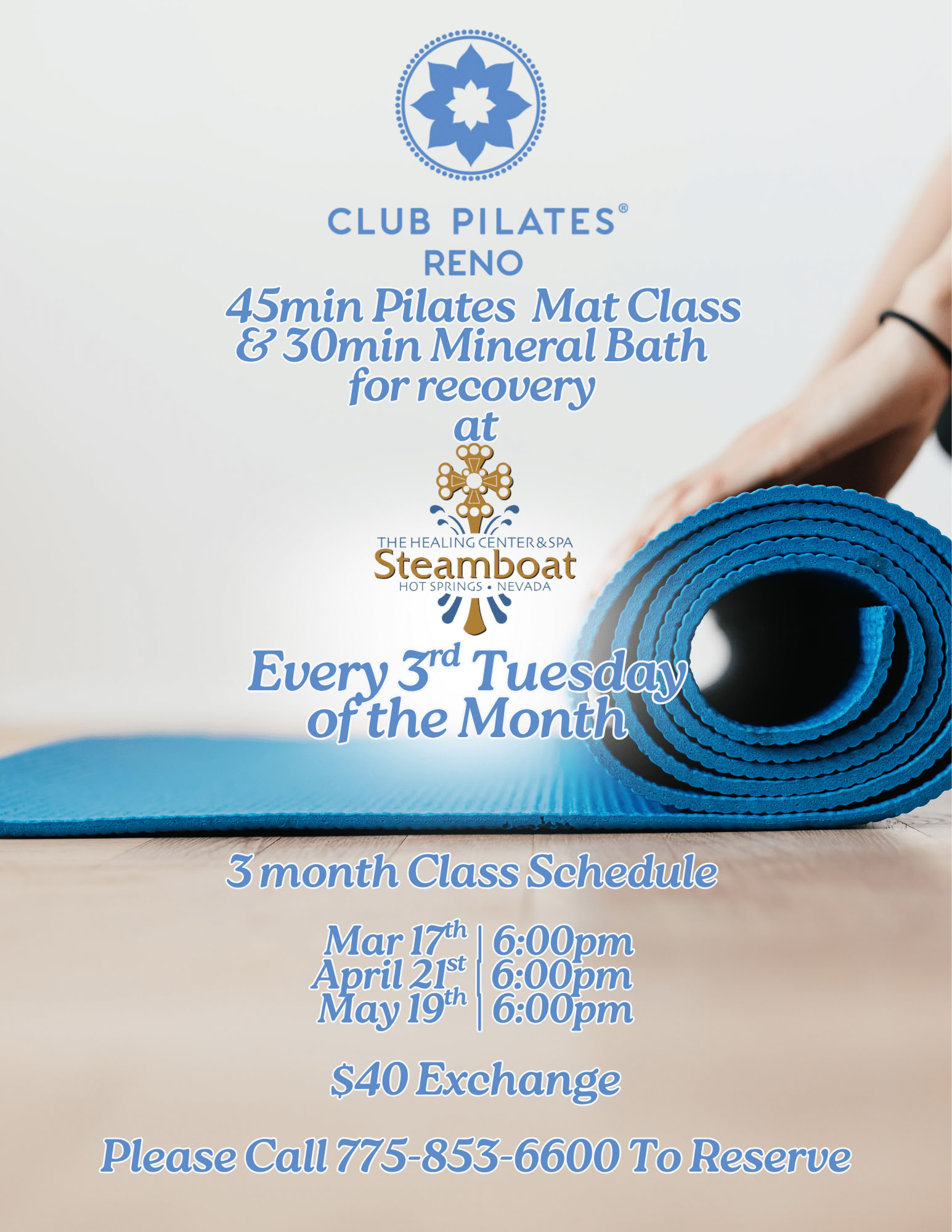 Pilates Mat Class + Mineral Soak Experience with Club Pilates Reno💗