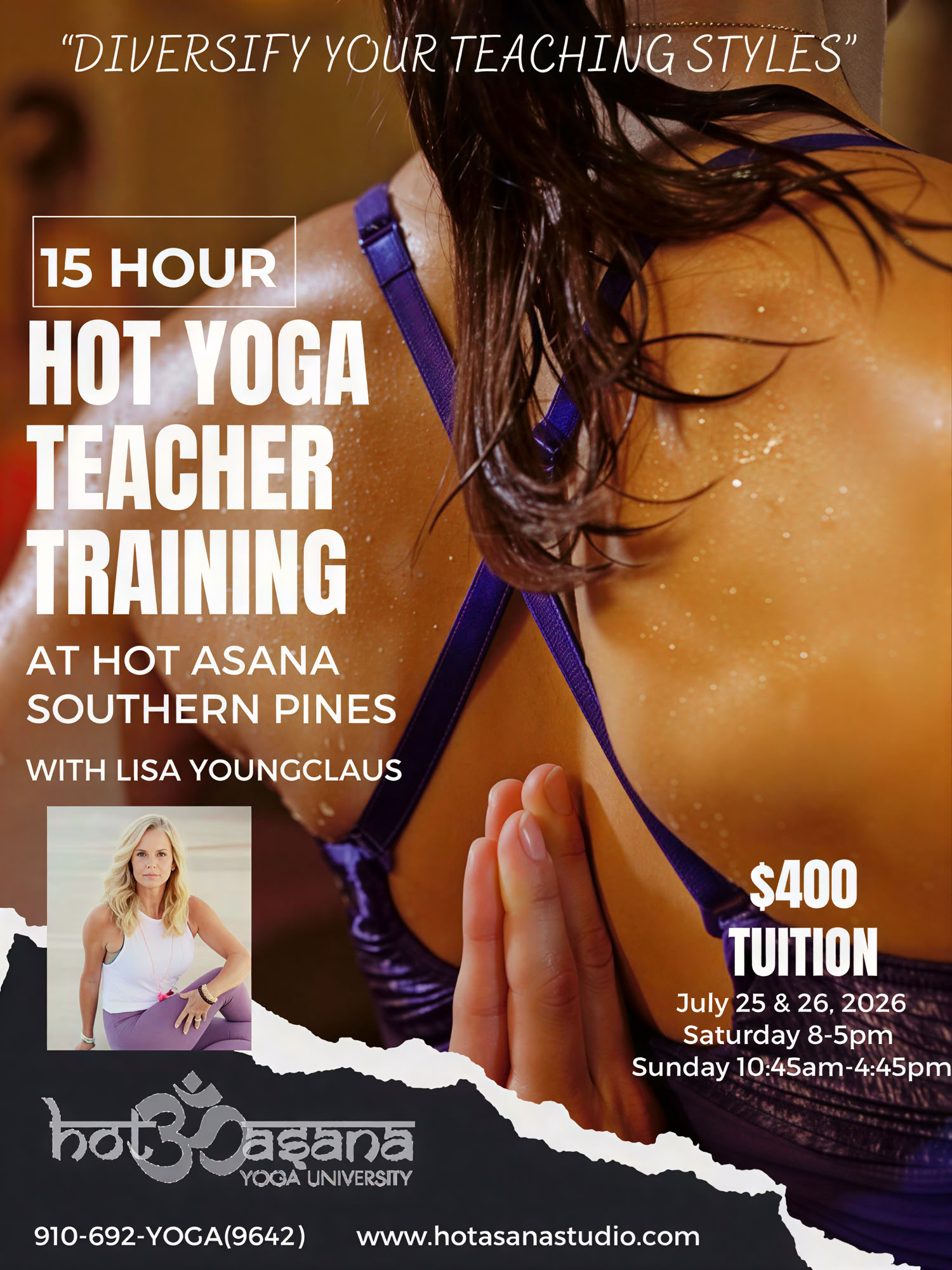 15 Horas | Formación de Profesores de Hot Yoga | Southern Pines