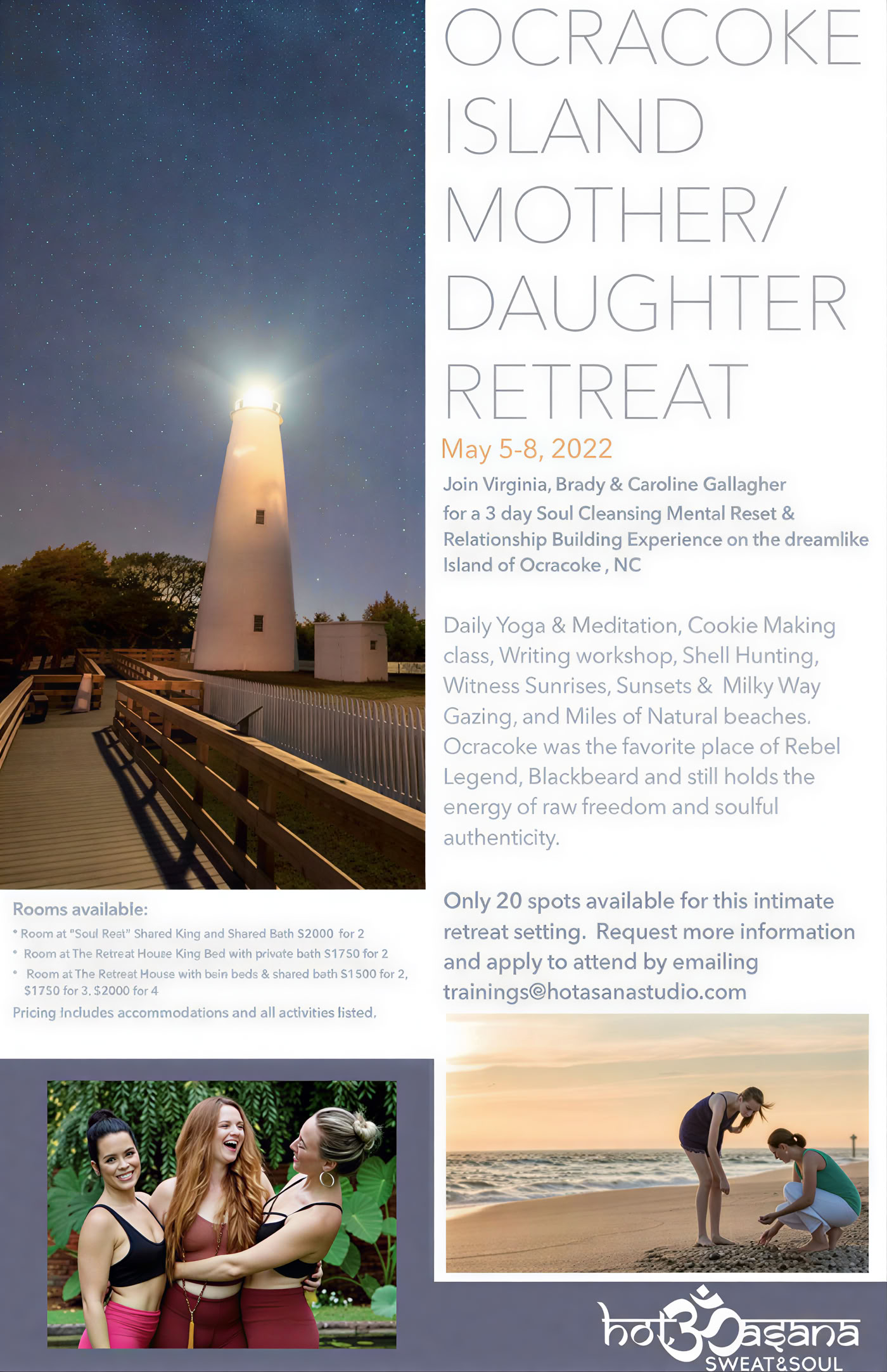 Retiro de Mujeres en la Isla Ocracoke con la Dra. Jen Reid, Virginia Gallagher y Savana Harwood