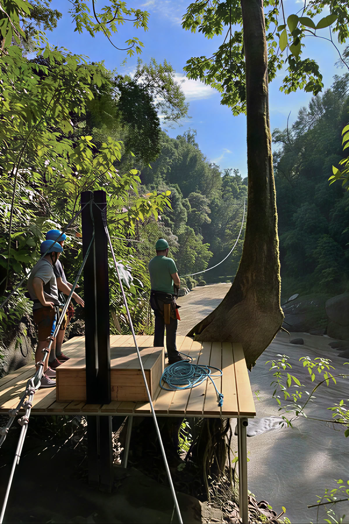 Tirolesa en el río Pacuare
