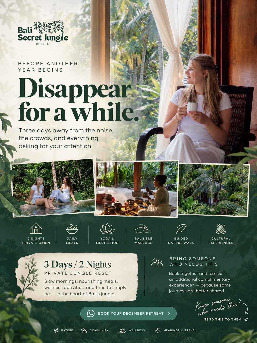 Retiro de 5 días de yoga en la selva, sanación con sonido y creatividad en Bali
