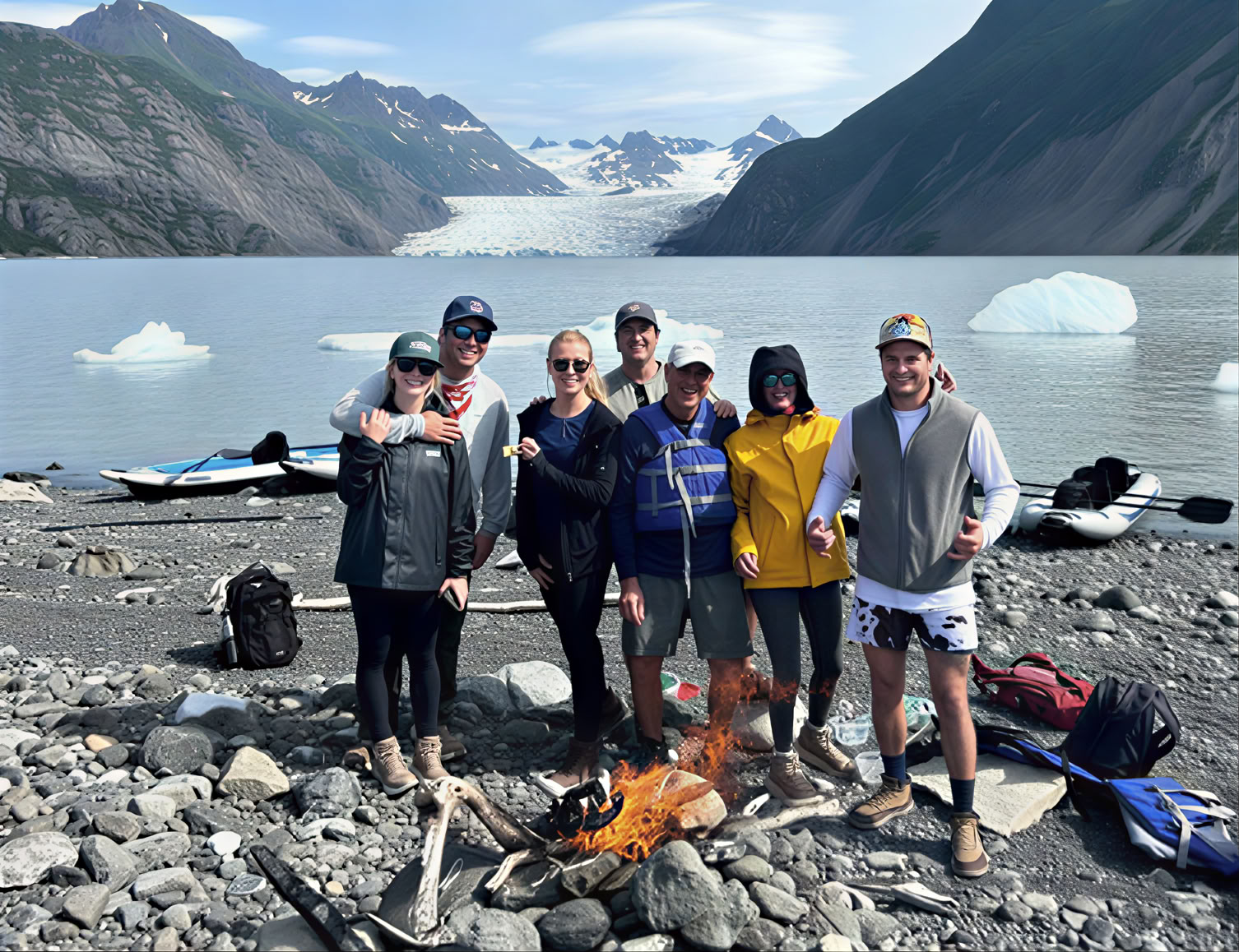 Kayak en lago glaciar