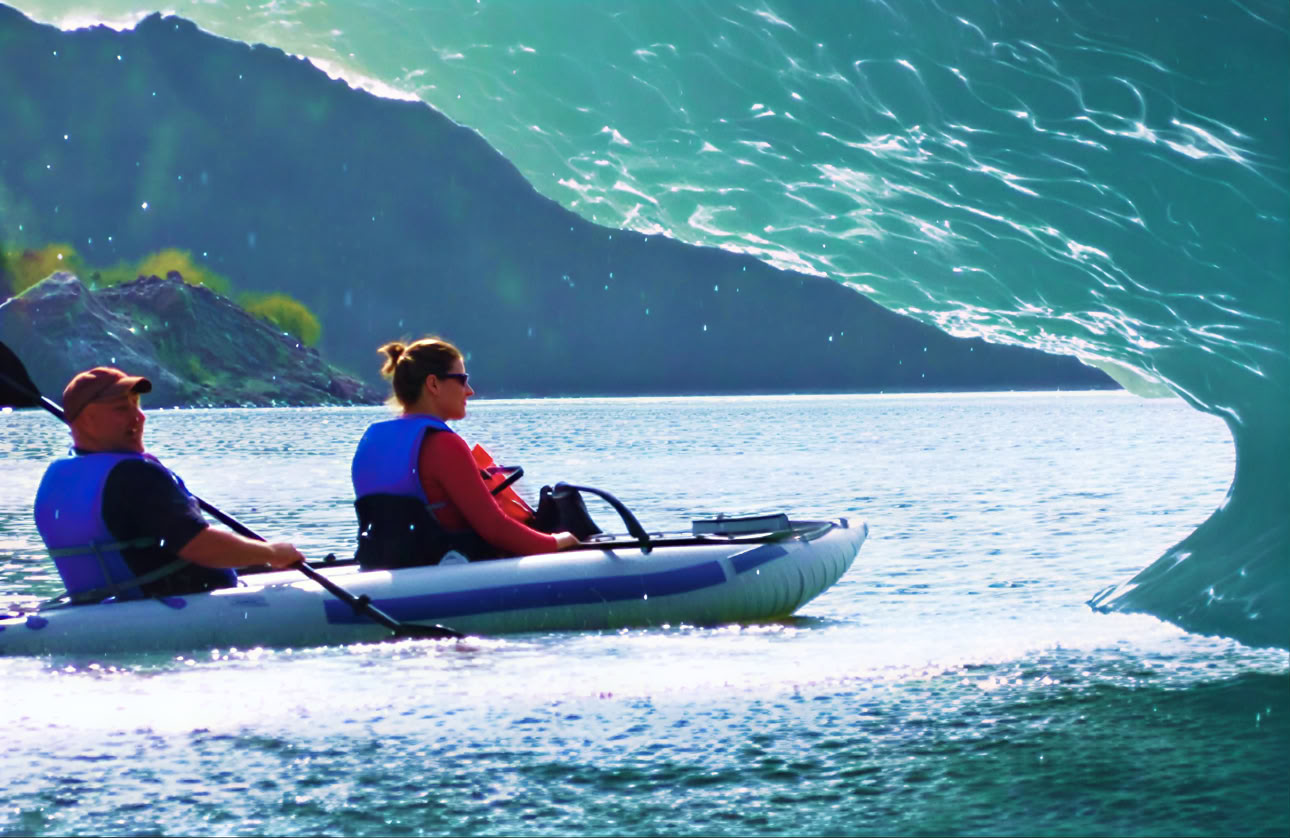 Kayak en lago glaciar