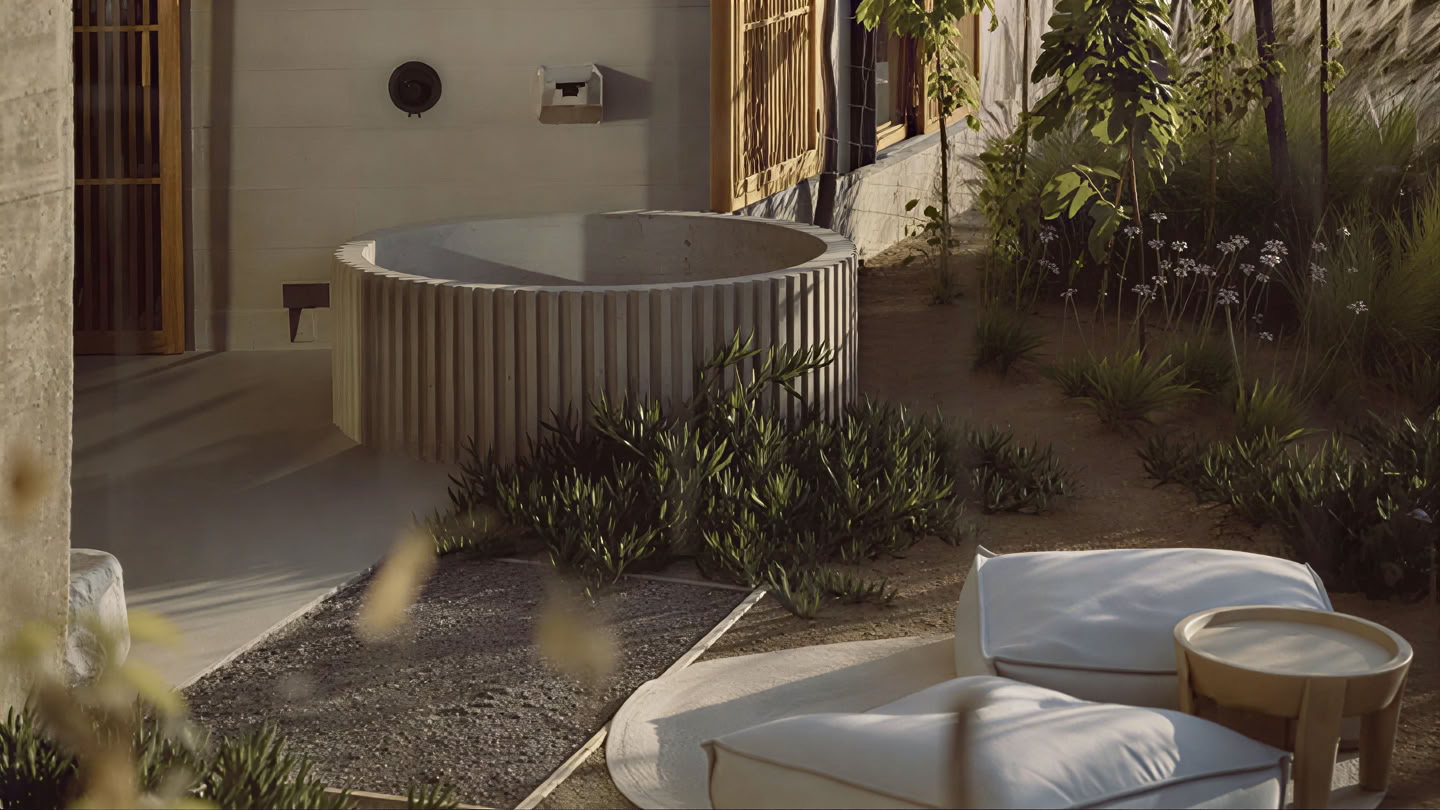 Suite con bañera de hidromasaje en el jardín