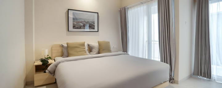 Suite con dormitorio al atardecer