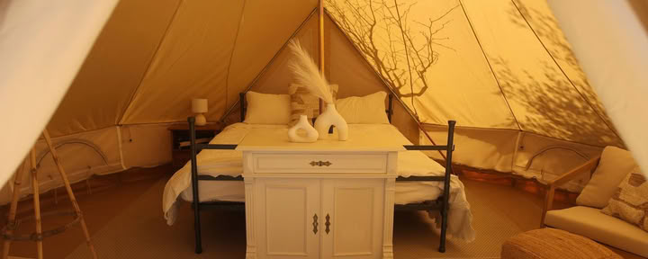 Glamping individual con baño compartido